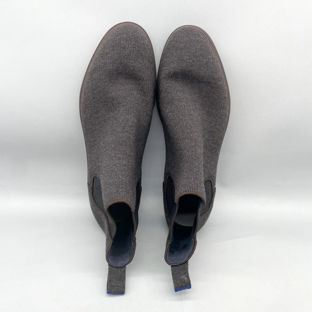 Rothys Mens 12 The Merino Chelsea Boots Shoes Wool Brown Camo Slip On‎ Casual